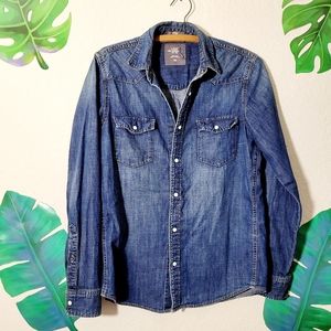 H&M Fitted Denim Snap button down Shirt Jacket